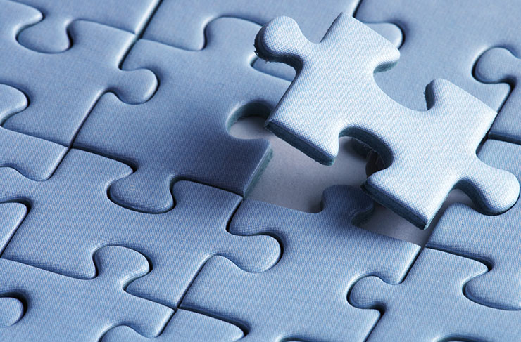 puzzle with one part outstanding